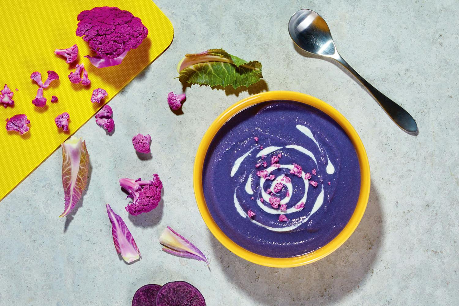 Purple Potato and Cauliflower Soup