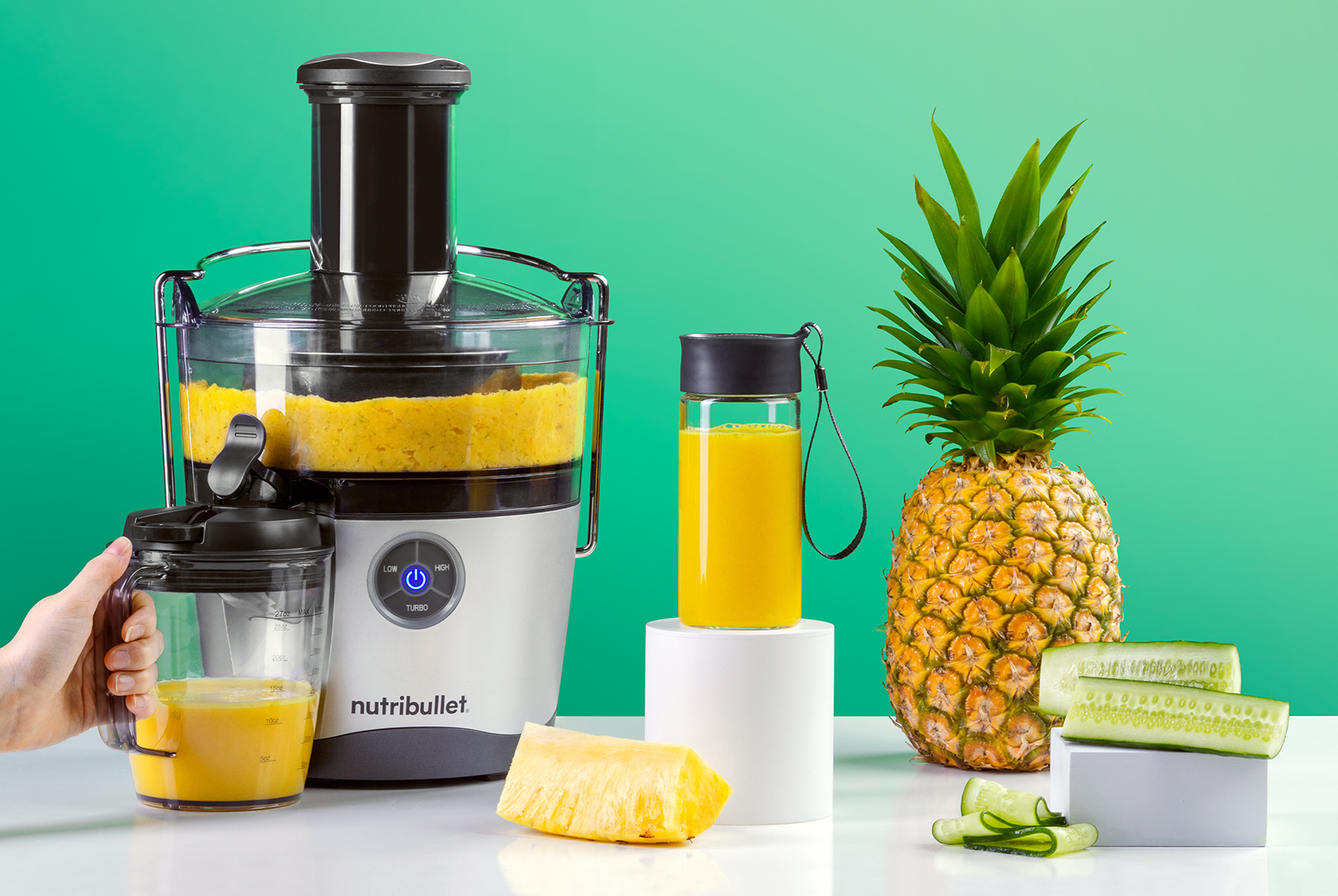 nutribullet juicer pro and tropical juice with pineapple and cucumber 