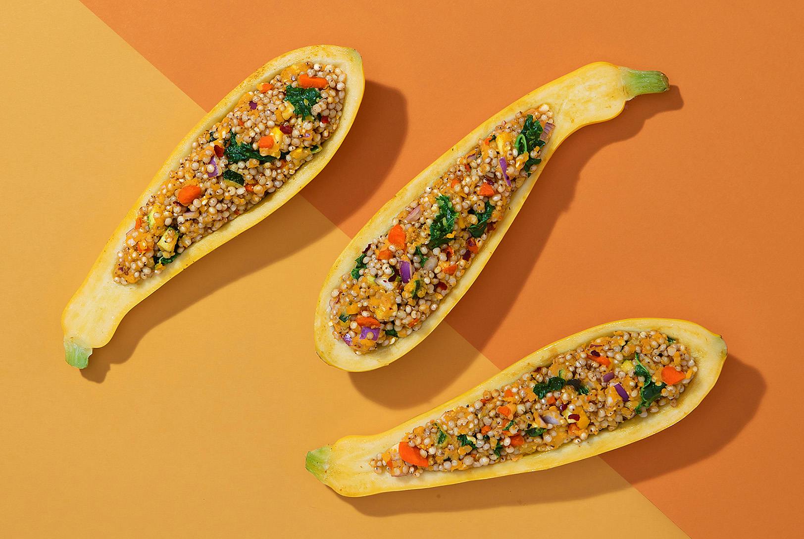 Stuffed Squash with Curry Spiced Sorghum