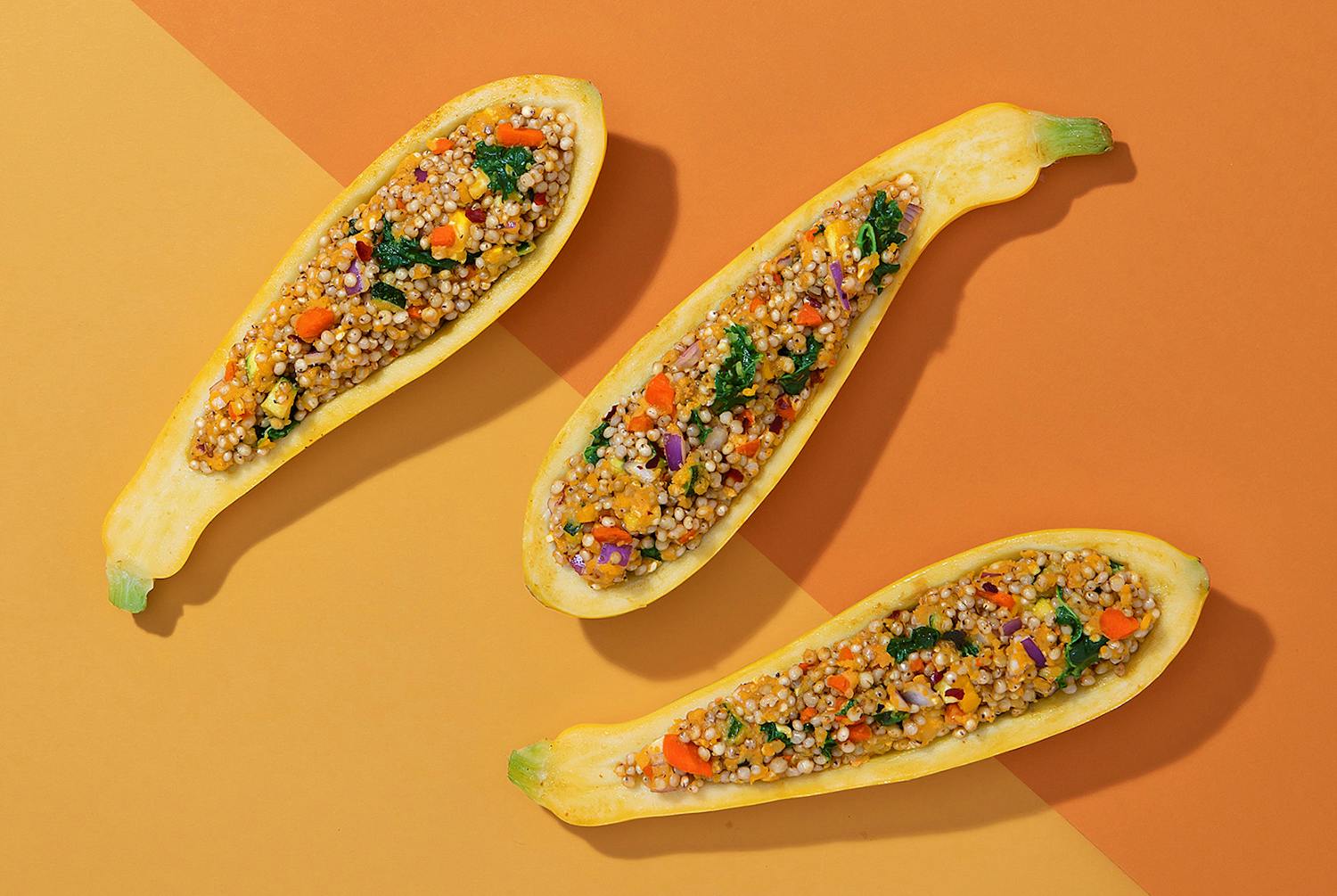 Stuffed Squash with Curry Spiced Sorghum