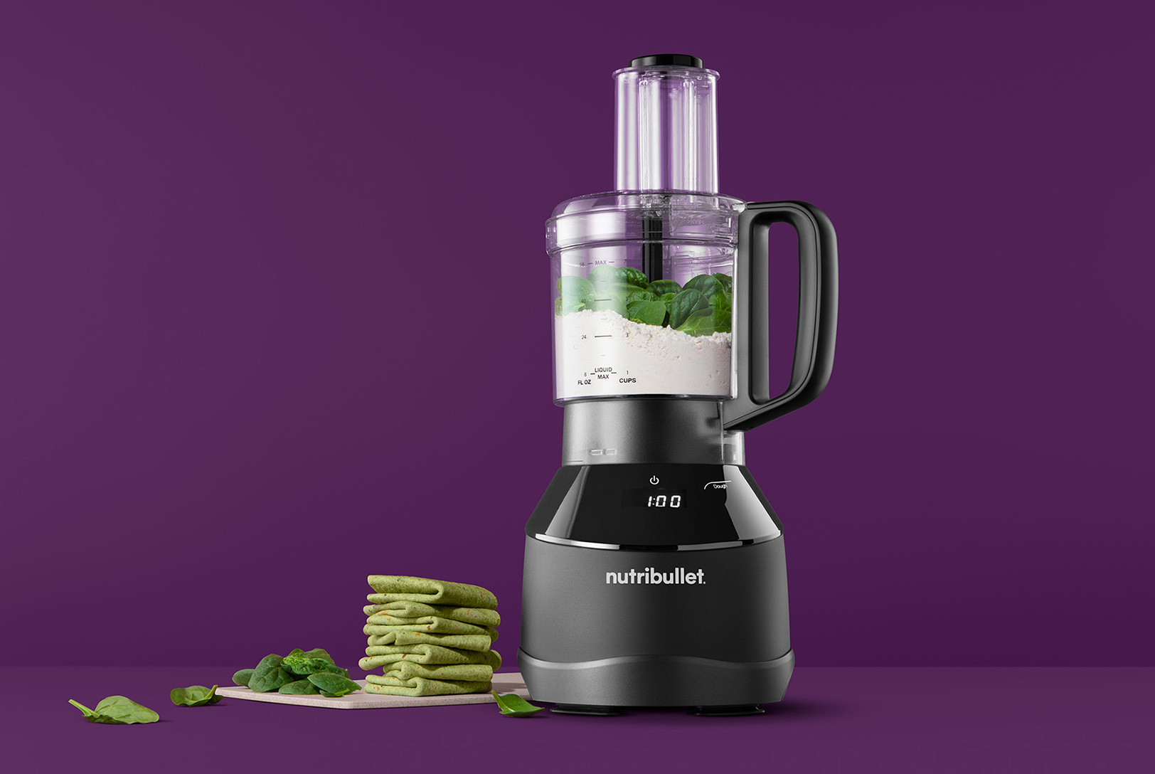 nutribullet Triple Prep making fresh, homemade spinach-corn tortillas 