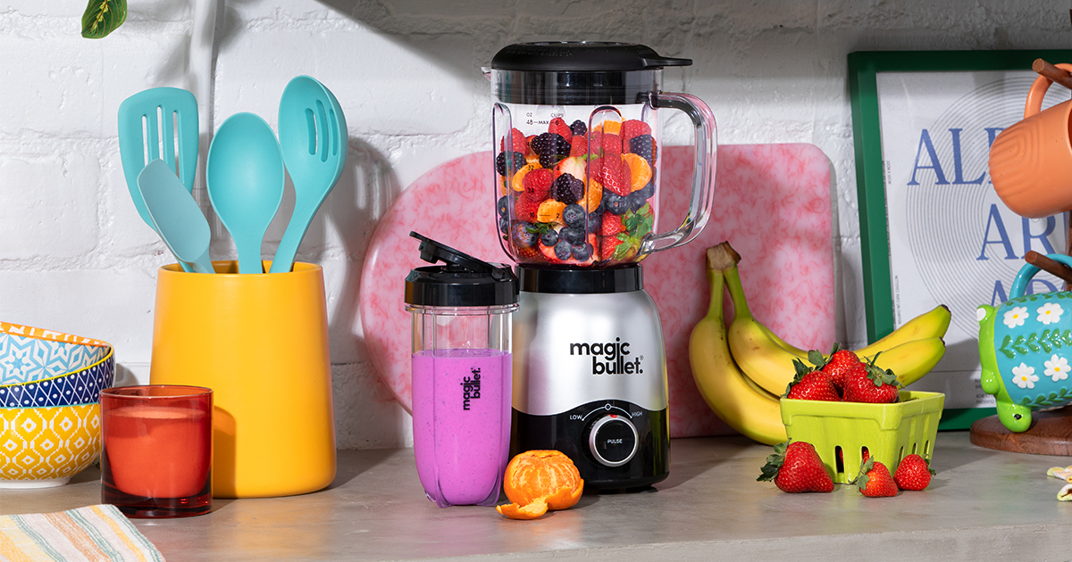Magic Bullet blender ingredient overload illustration