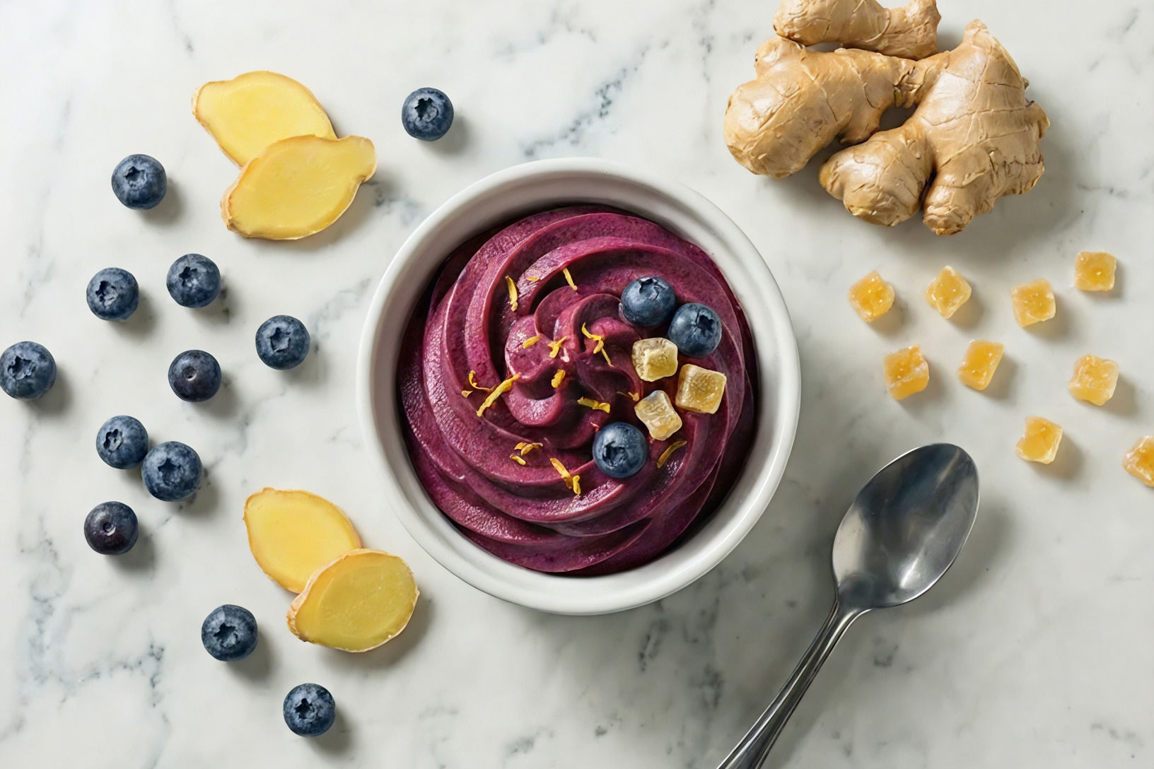 Blueberry and Ginger Frozen Yogurt
