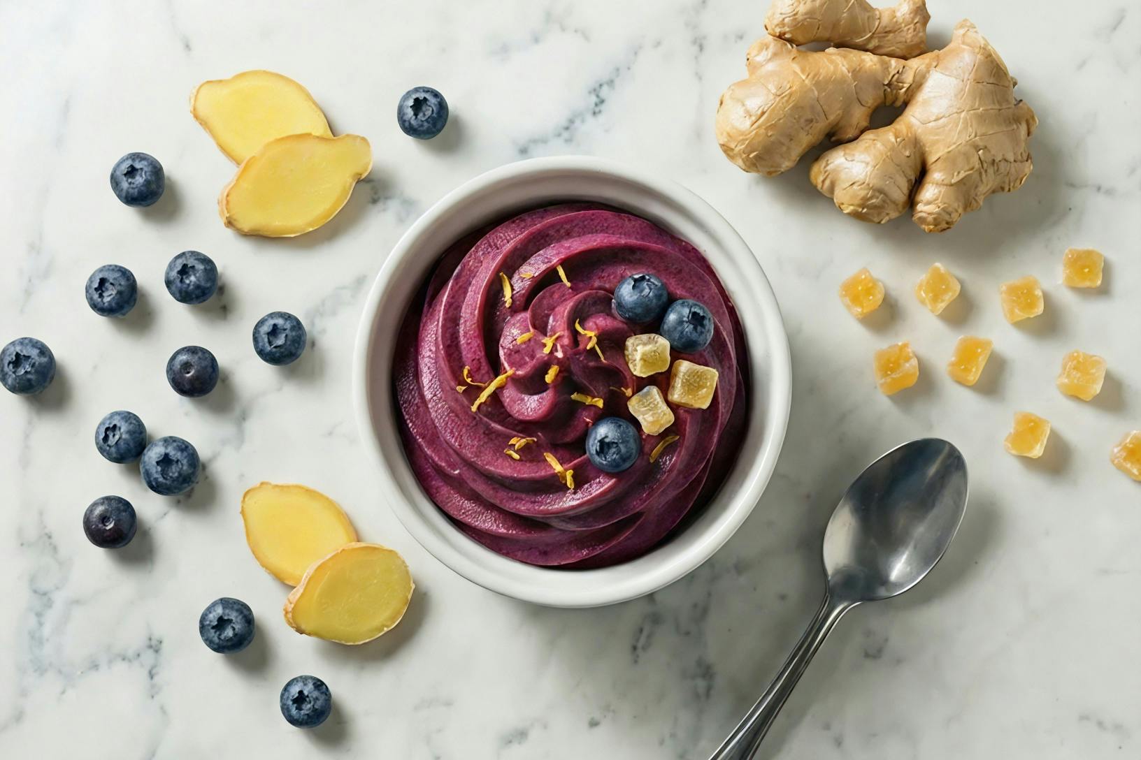 Blueberry and Ginger Frozen Yogurt