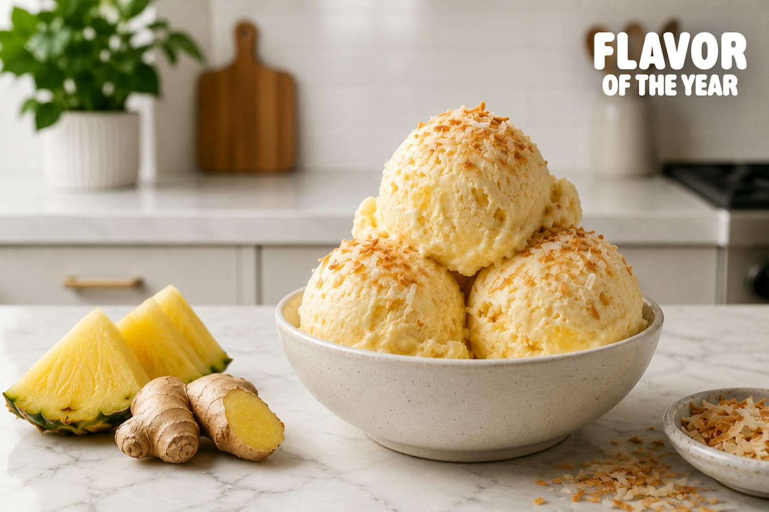 Pineapple Ginger Toasted Coconut Ice Cream