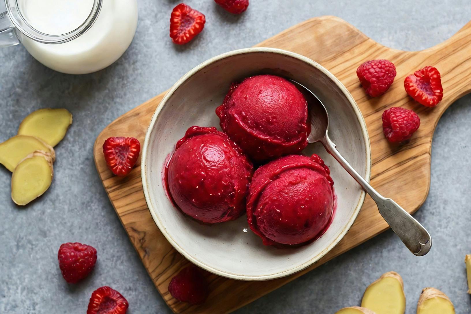 Raspberry and Ginger Ice Cream