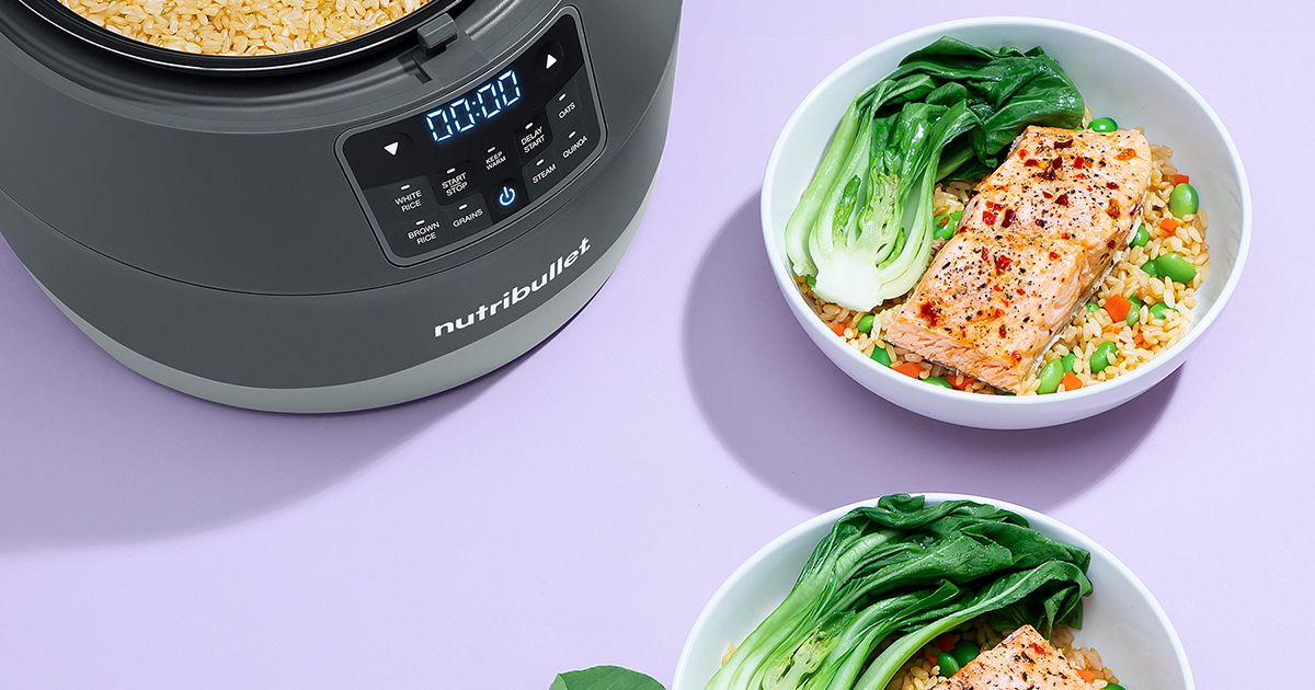 nutribullet EveryGrain Cooker Salmon Rice Bowl with Bok Choy Recipe