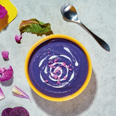 Purple Potato and Cauliflower Soup